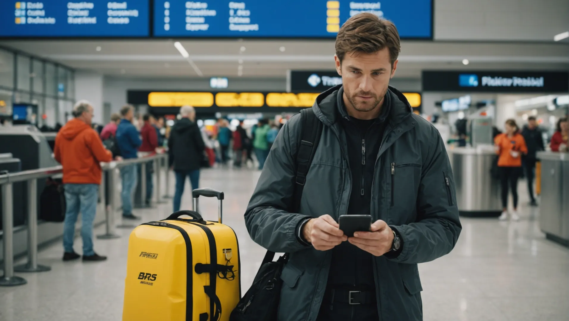 Traveler at airport with pickleball gear in a sturdy bag