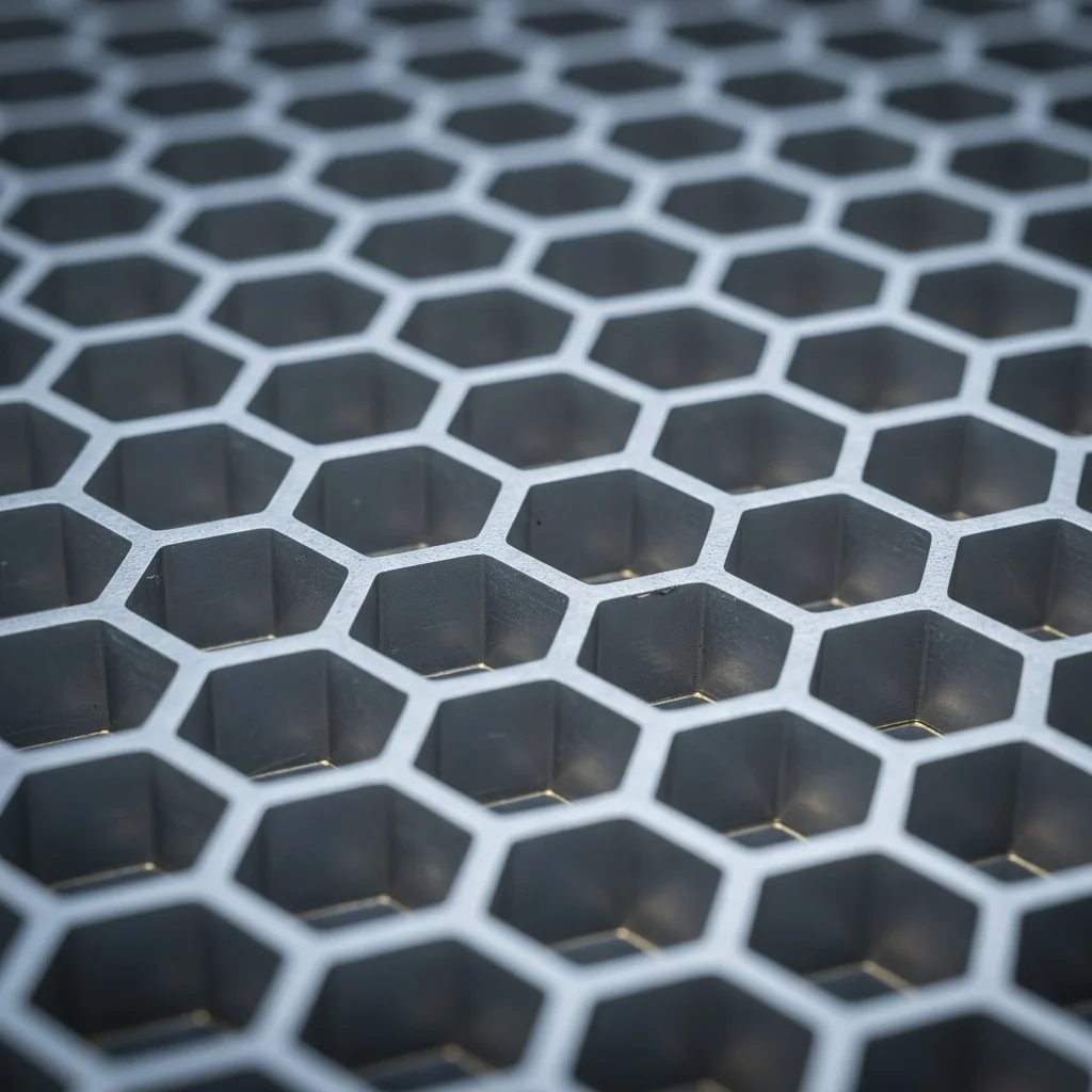 Primer plano de un núcleo de aluminio de nido de abeja para palas de pickleball