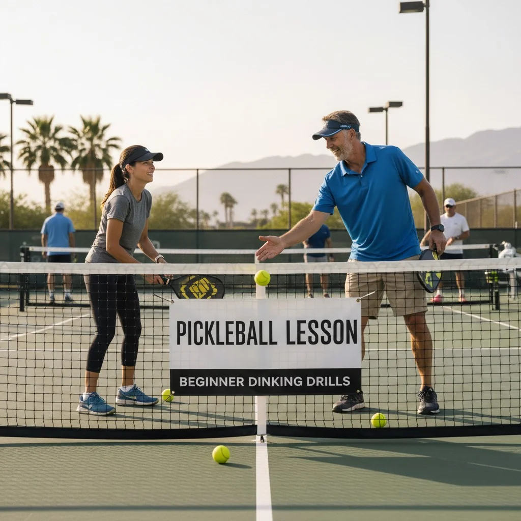 Un entrenador de pickleball enseña a jugar a un principiante