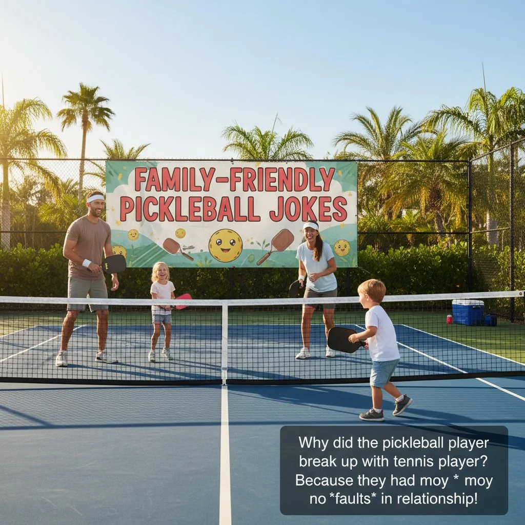 A family with young children playing pickleball together on a sunny day