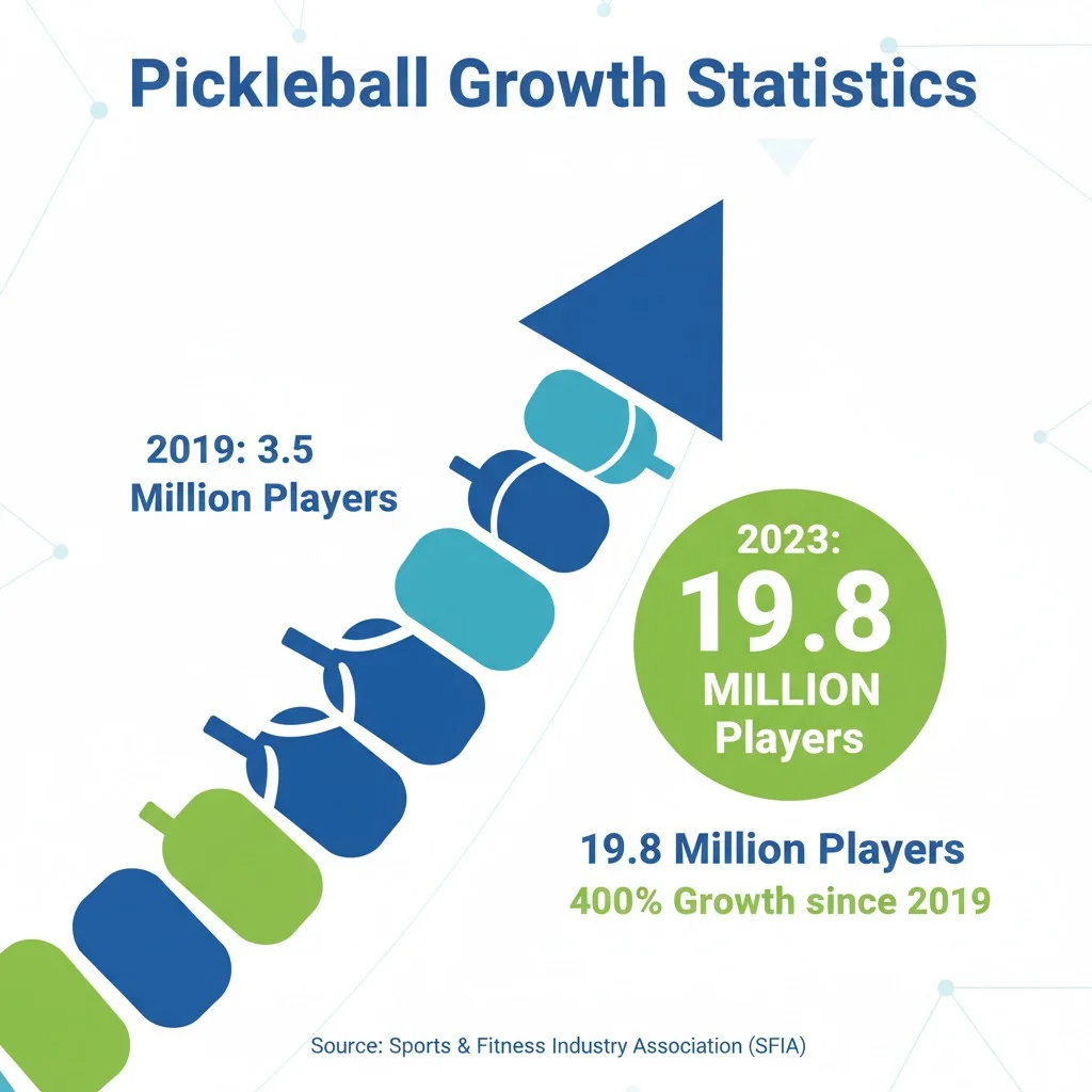 An infographic showing the rapid growth of pickleball participation to 19.8 million players