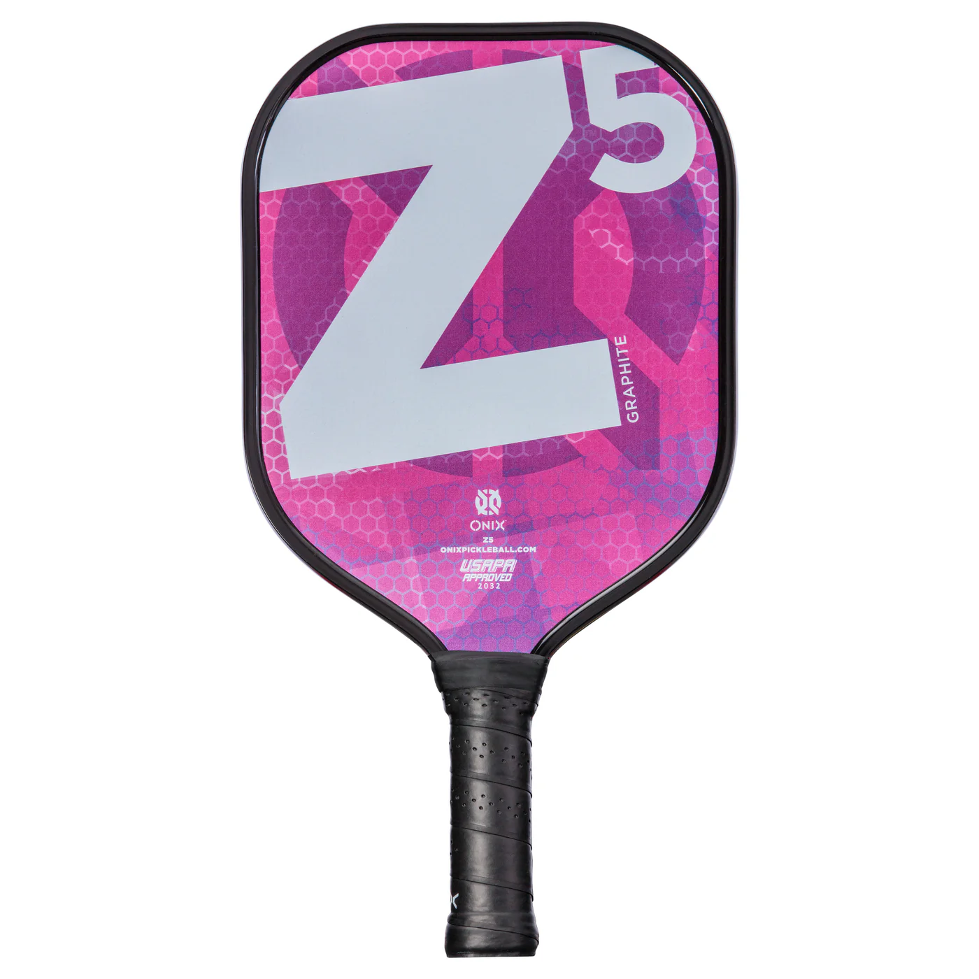 Close-up of the Onix Z5 paddle face showing the graphite texture